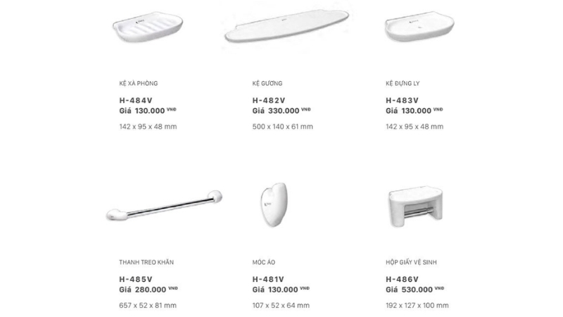 Bảng giá phụ kiện nhà tắm INAX 2024 chi tiết và mới nhất